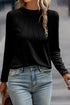Raglan Long Sleeve Exposed Seam Detail Relaxed Fit Crew Neck Top